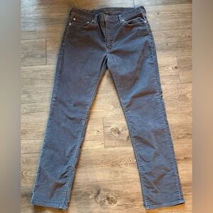 Men’s Levi’s Grey Corduroy Slim Fit Straight Pants, 33 W, 32 L